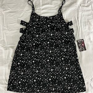 Trixxi dress. Medium. White star print. Side cutouts.